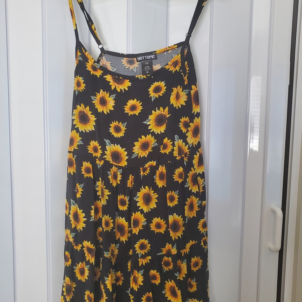 Hot Topic Black Sunflower Slip Maxi Dress